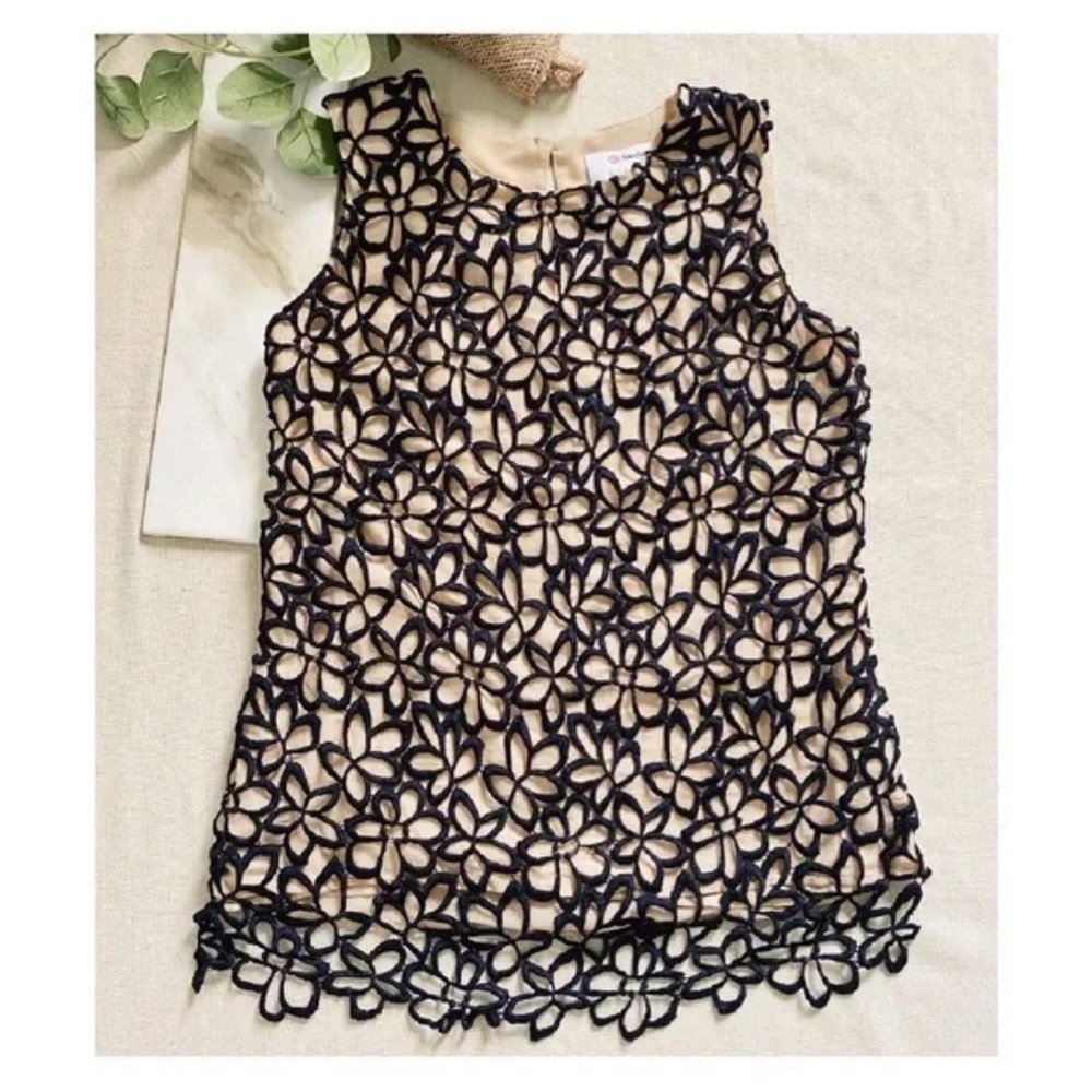 Neiman Marcus for Target Lela Rose Overlay Crochet Top Sz XS #257